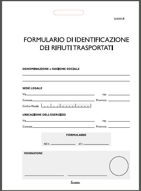 Blocco Formulario identificazione rifiuti trasportati Data Ufficio 29,7 x  21,5 cm 25x4 copie autoric. DU16581030F