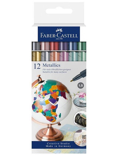 FABER CASTELL MARKER METALLICS 12 PZ 