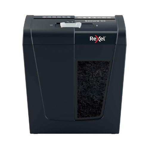 Rexel Secure S5, Distruggidocumenti Manuale Personal, 6-5 Fogli A4 (70-80 gr/mq), Taglio a Strisce, Sicurezza P-2, Capacità 10 litri, 2020121