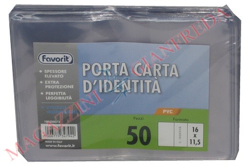PORTA CARTA IDENTITÀ IN PVC CM. 15,5X11 (50 PZ)